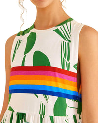 FARM Rio Farm Rio Rainbow Toucans White Midi Dress
