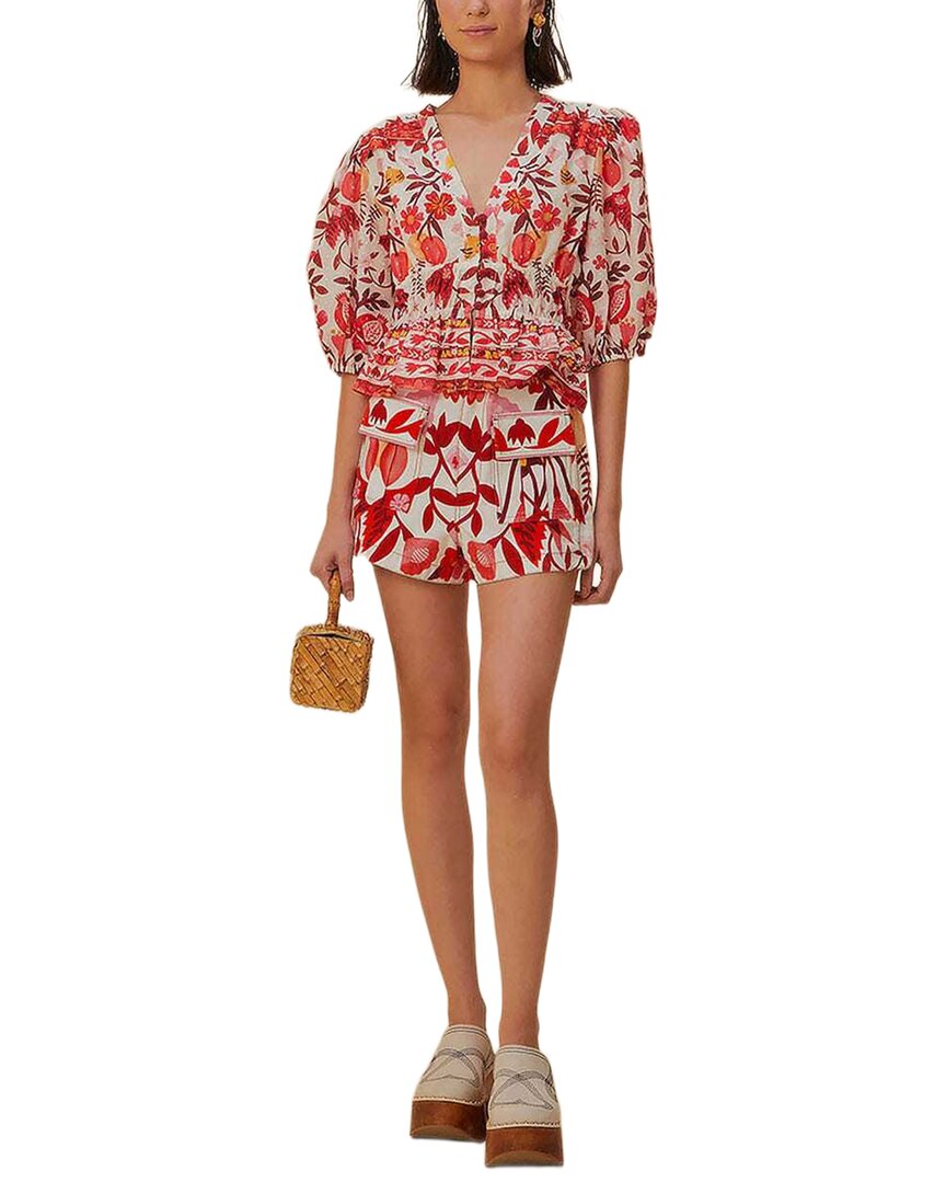 FARM Rio Farm Rio Romantic Orchard Off-White Cropped Blouse