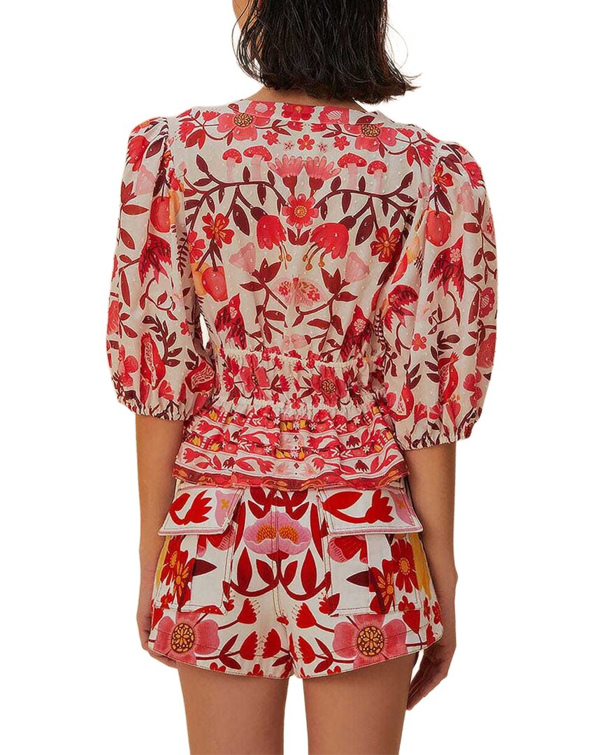 FARM Rio Farm Rio Romantic Orchard Off-White Cropped Blouse