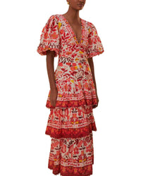 FARM Rio Farm Rio Romantic Orchard Off-White Short Sleeve Midi Dress