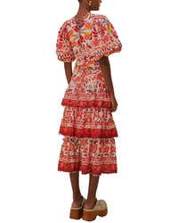 FARM Rio Farm Rio Romantic Orchard Off-White Short Sleeve Midi Dress