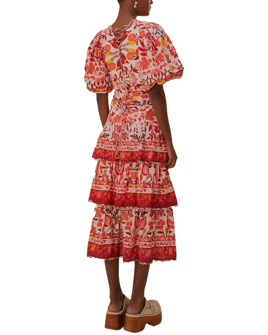 FARM Rio Farm Rio Romantic Orchard Off-White Short Sleeve Midi Dress