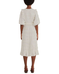 FARM Rio Farm Rio Ruffles Trim Off-White Midi Dress
