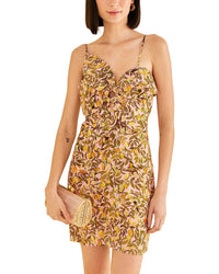 FARM Rio Farm Rio Linen-Blend Star Fruit Light Pink Flower Mini Dress