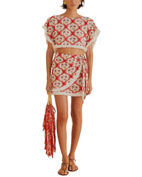 FARM Rio Farm Rio Linen-Blend Summer Beach Blouse