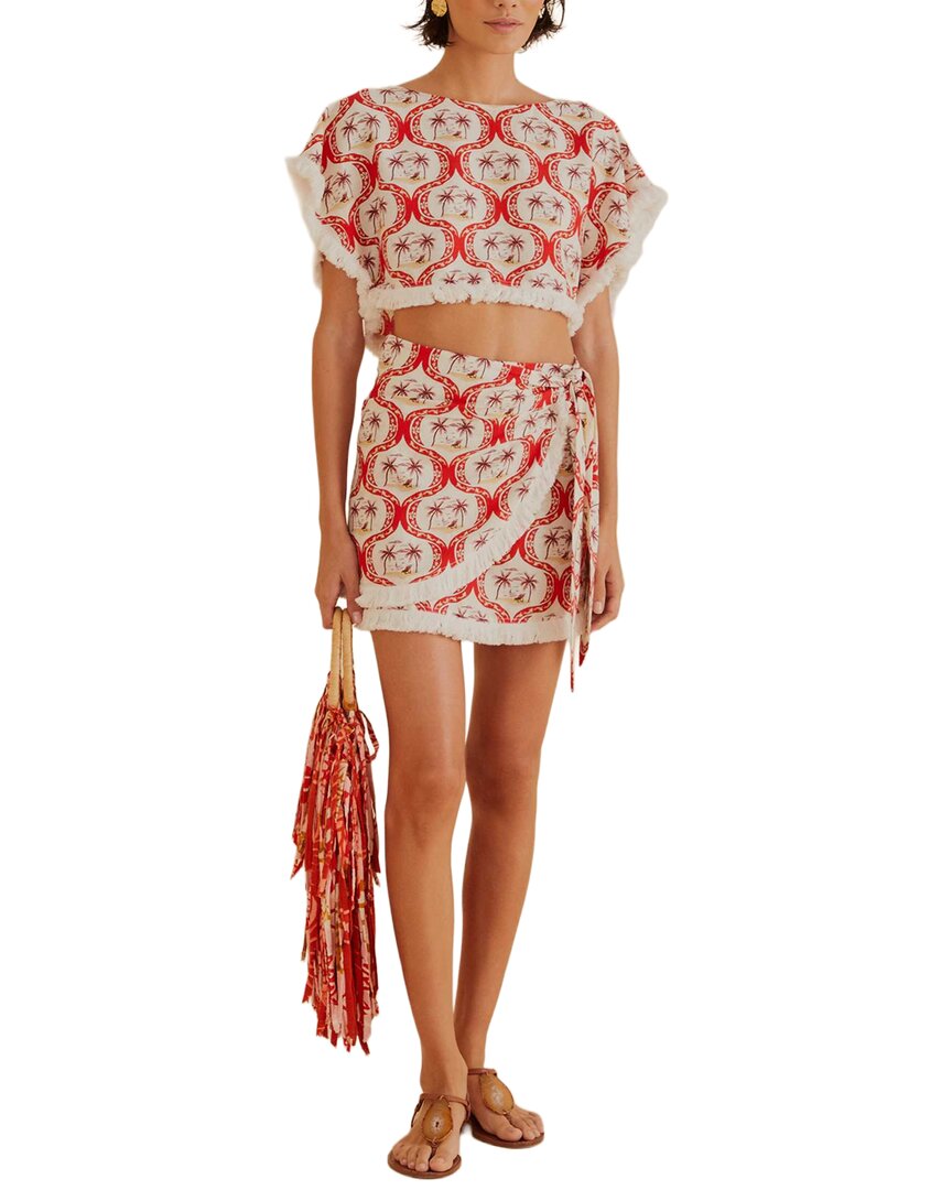 FARM Rio Farm Rio Linen-Blend Summer Beach Mini Skirt