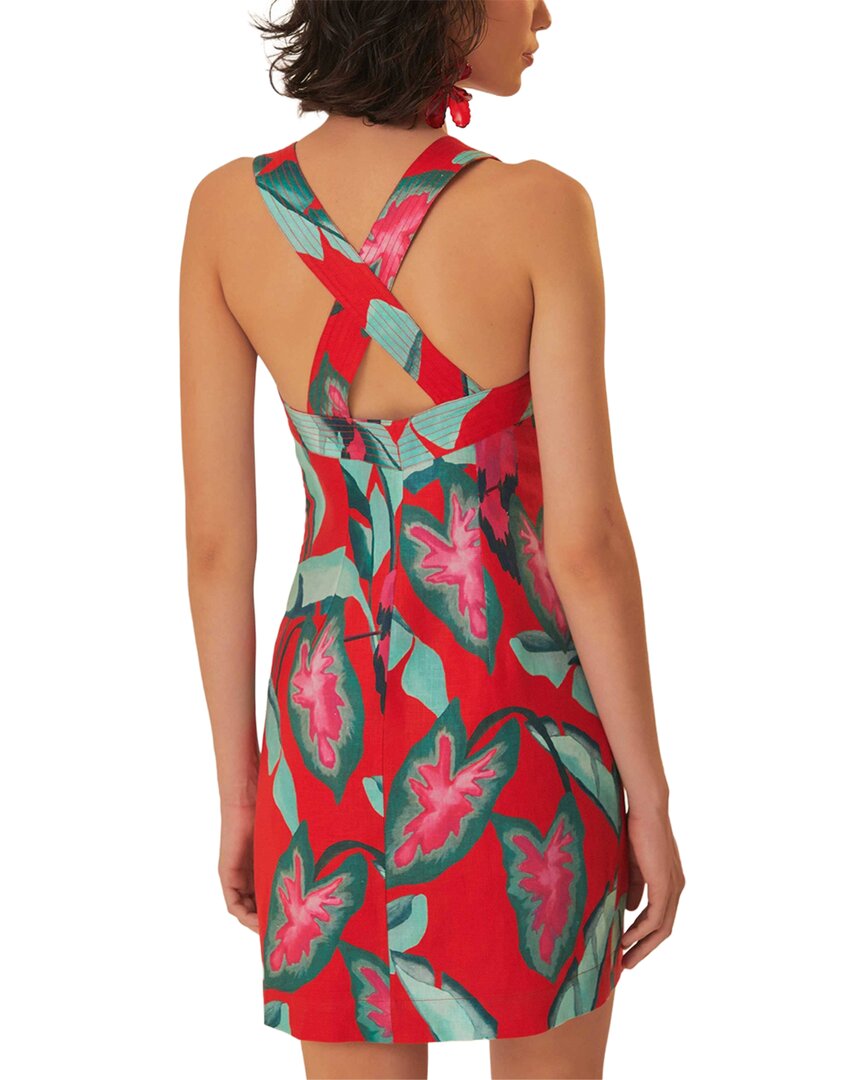 FARM Rio Farm Rio Linen Summer Foliage Red Mini Dress