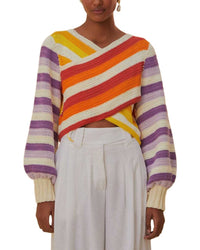 FARM Rio Farm Rio Sunset Stripes Crochet Sweater