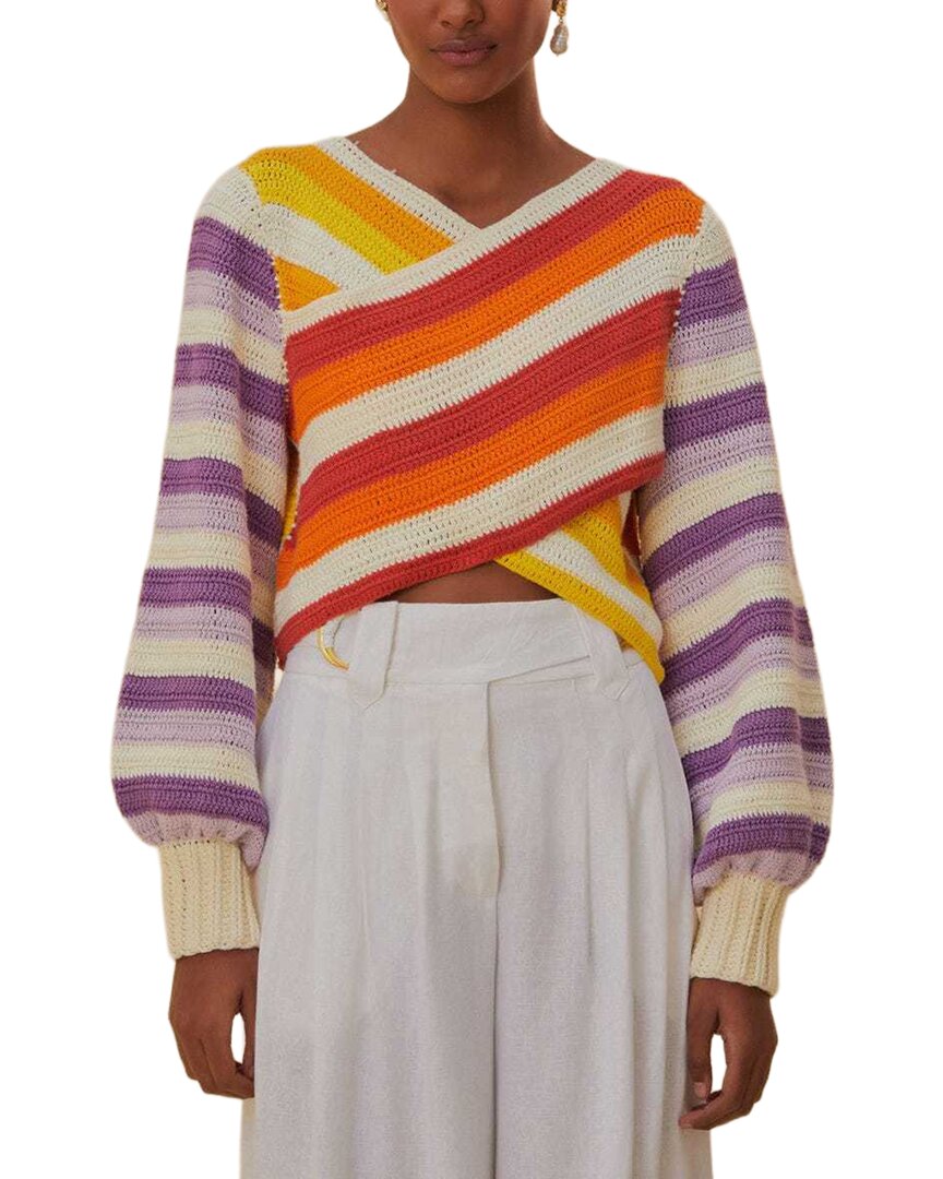 FARM Rio Farm Rio Sunset Stripes Crochet Sweater