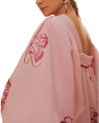 FARM Rio Farm Rio The Kiss Embroidered Short Sleeve Maxi Dress