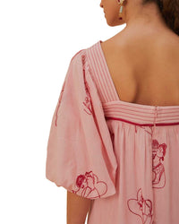 FARM Rio Farm Rio The Kiss Embroidered Short Sleeve Maxi Dress