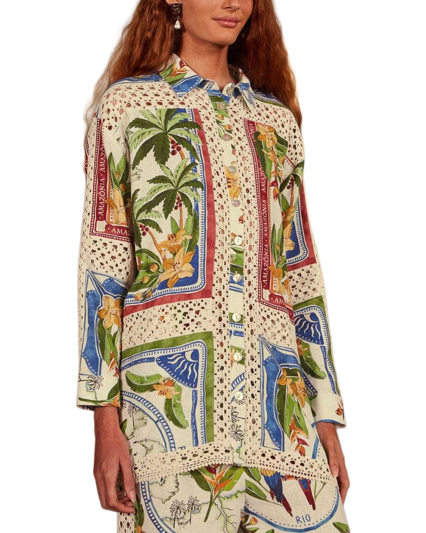 FARM Rio Farm Rio Tropical Destination Crochet Shirt
