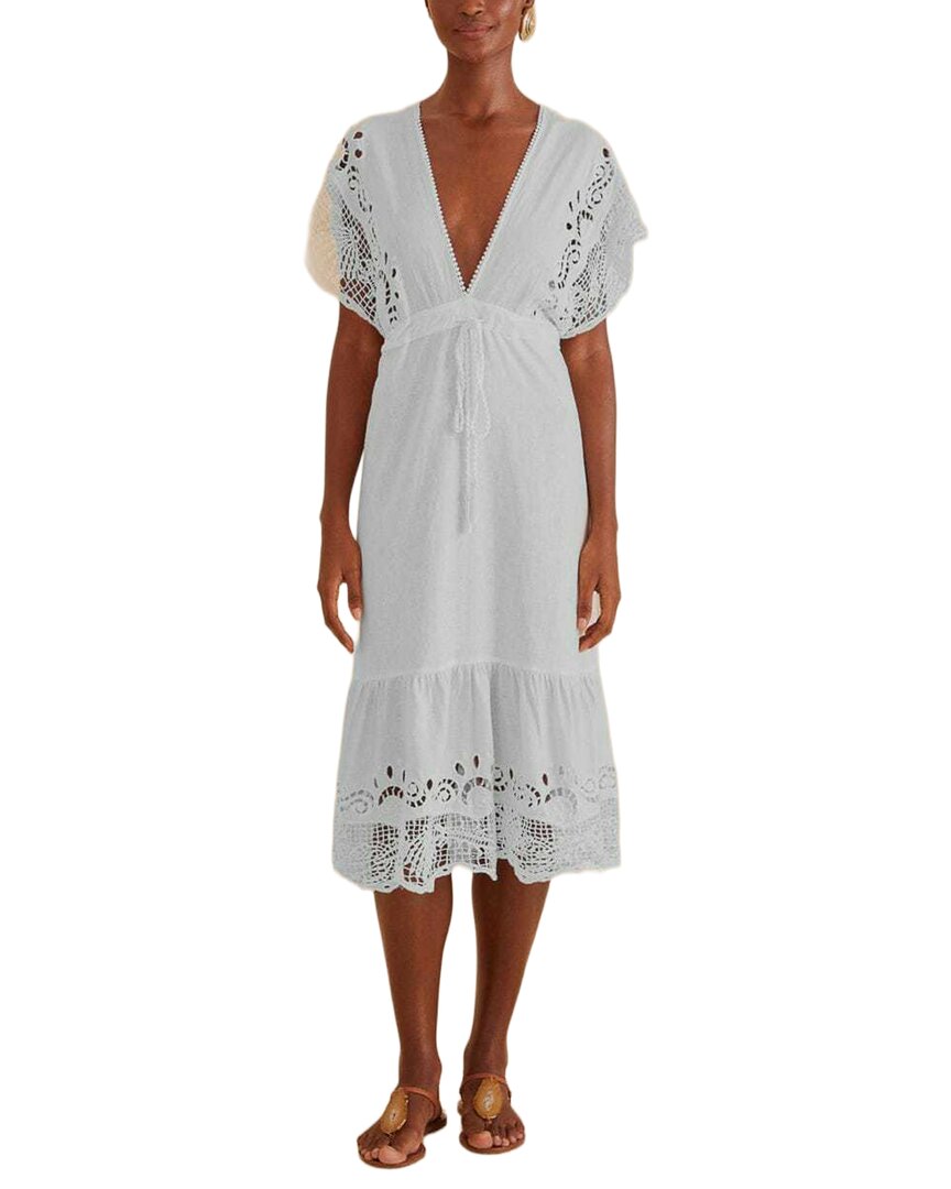 FARM Rio Farm Rio Embroidery Guipure Off White Midi Dress
