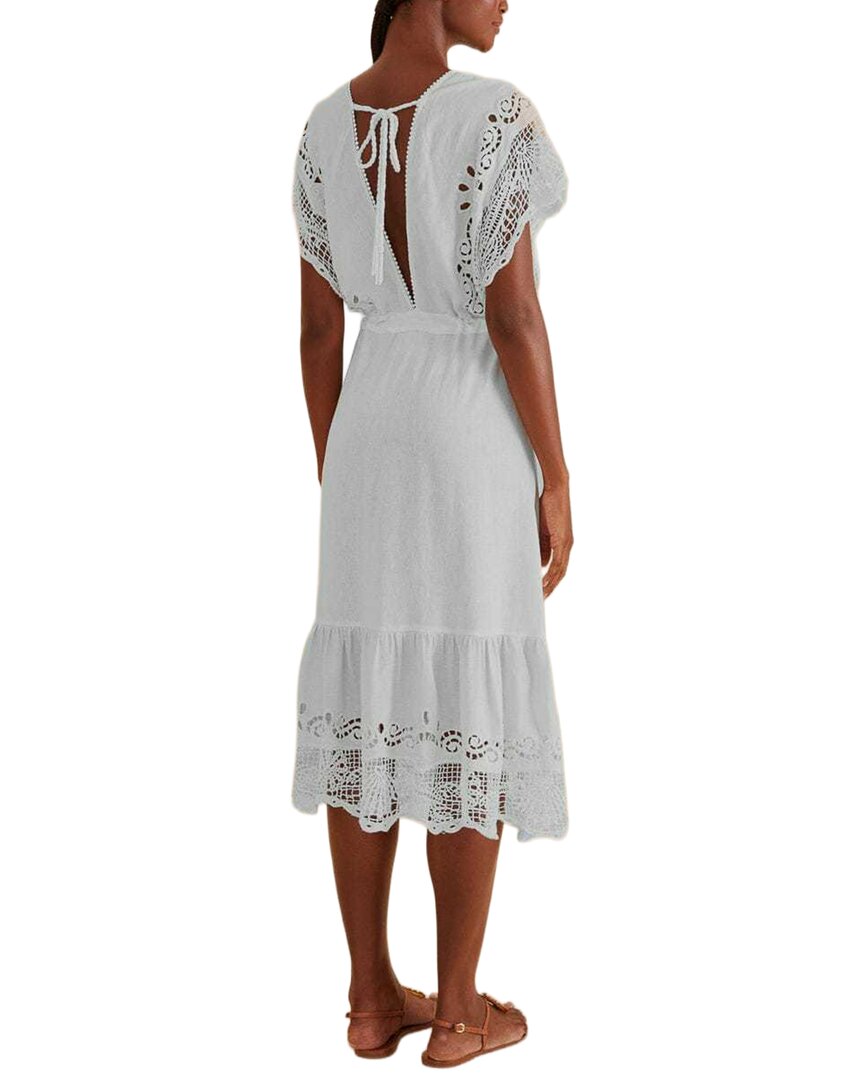 FARM Rio Farm Rio Embroidery Guipure Off White Midi Dress