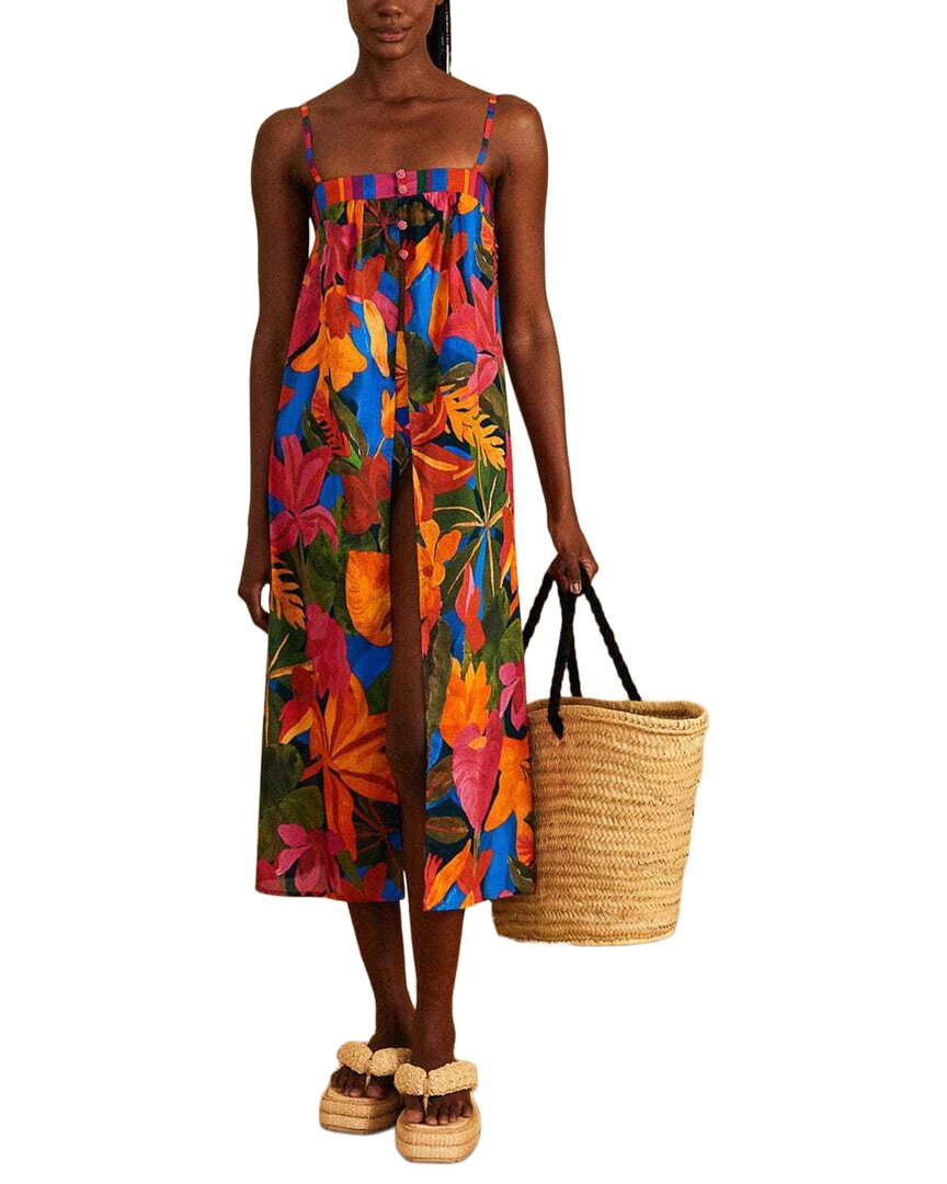 FARM Rio Farm Rio Floral Tropical Blue Colorful Stripes Cover-Up