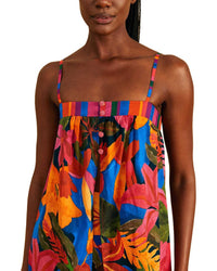 FARM Rio Farm Rio Floral Tropical Blue Colorful Stripes Cover-Up