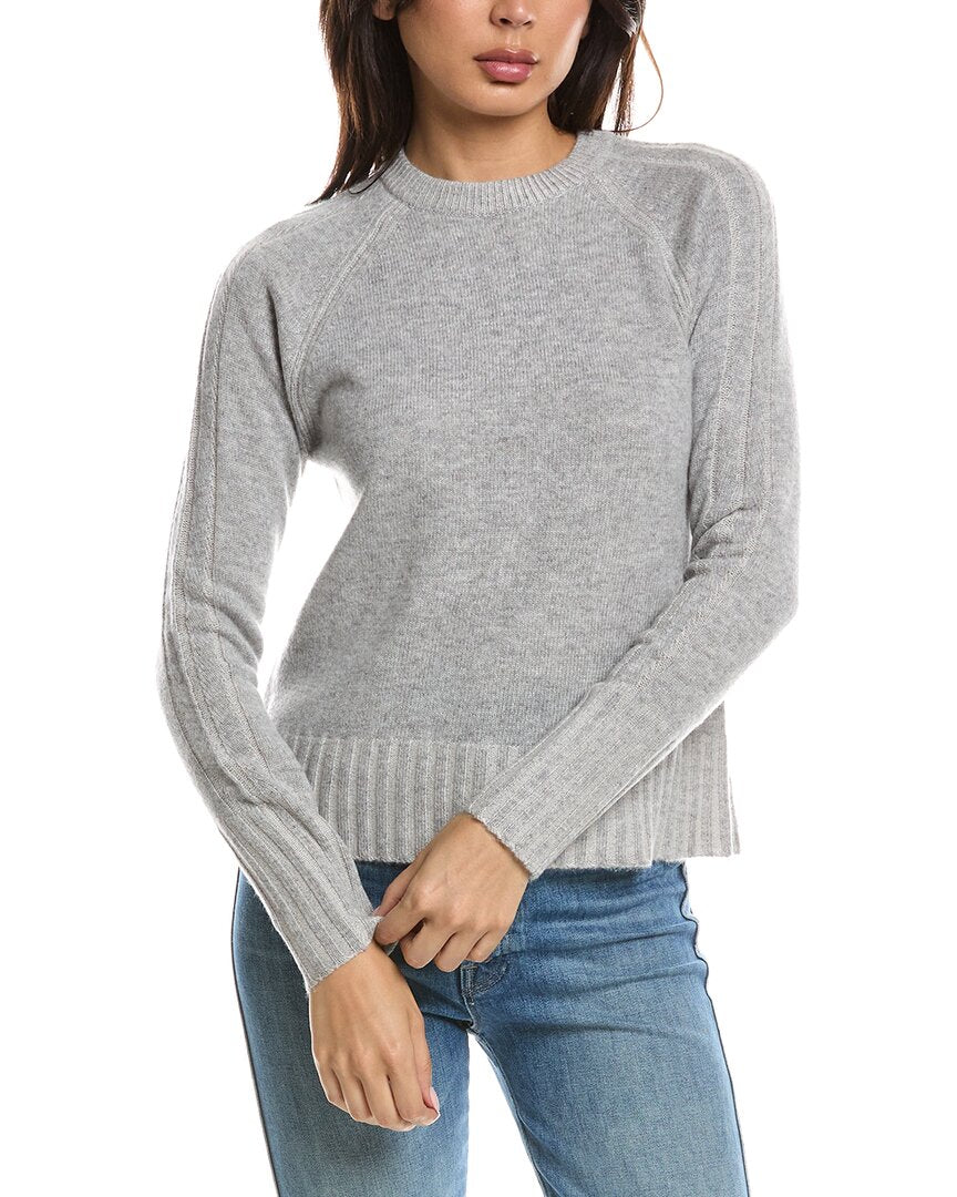Forte Cashmere Forte Cashmere Plaited Rib Trim Crewneck Cashmere Sweater