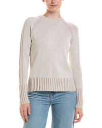 Forte Cashmere Forte Cashmere Plaited Rib Trim Crewneck Cashmere Sweater
