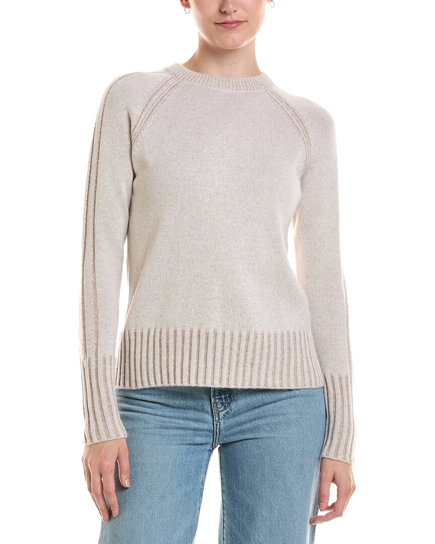 Forte Cashmere Forte Cashmere Plaited Rib Trim Crewneck Cashmere Sweater