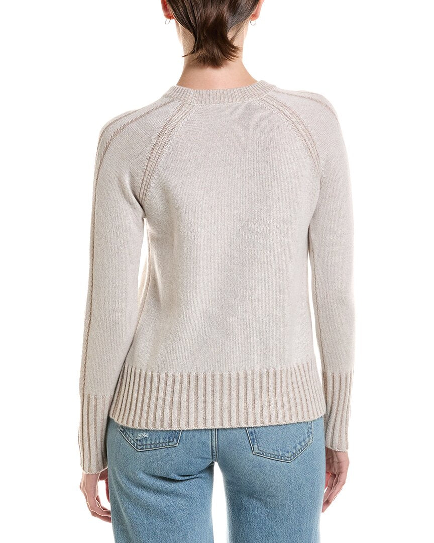 Forte Cashmere Forte Cashmere Plaited Rib Trim Crewneck Cashmere Sweater