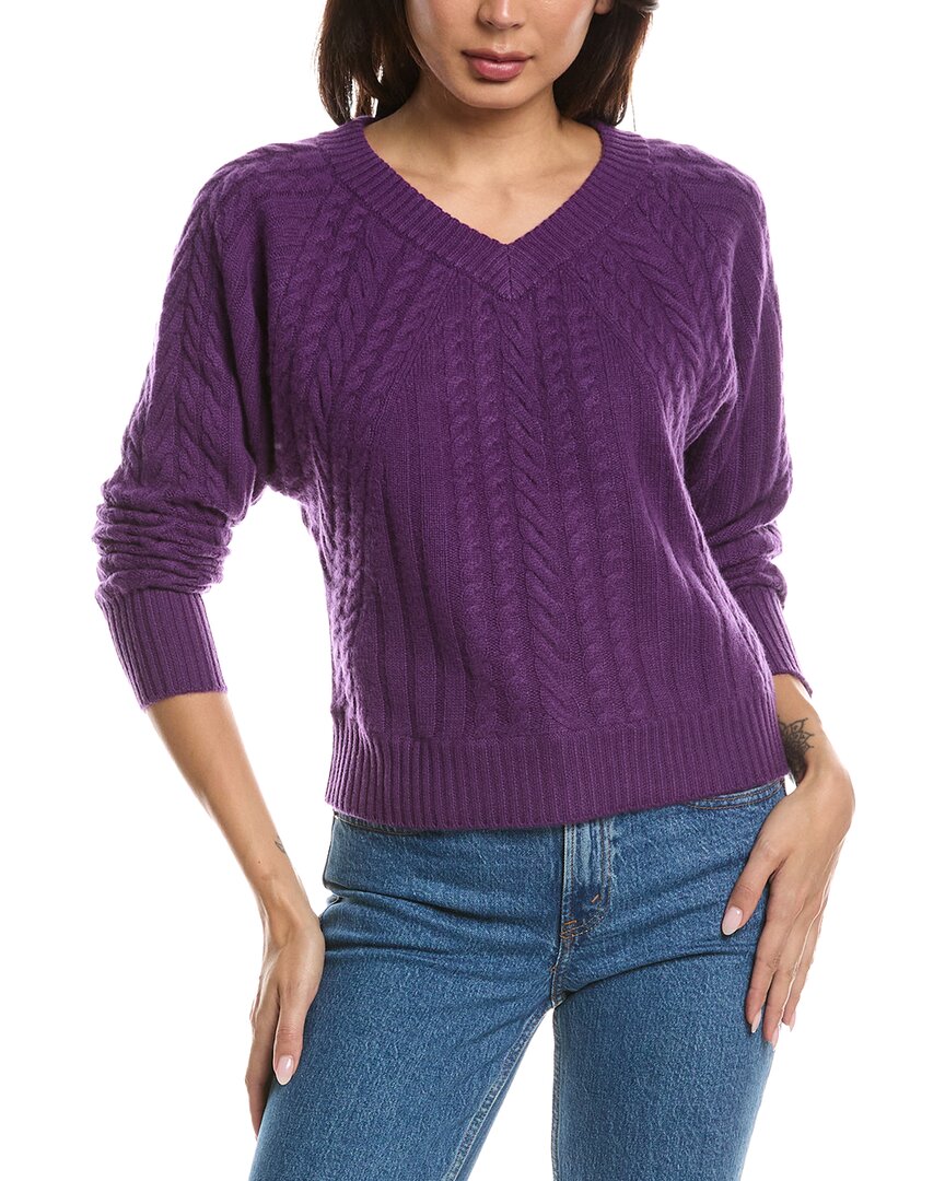 Forte Cashmere Forte Cashmere Diagonal Cable V-Neck Cashmere Sweater