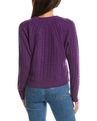 Forte Cashmere Forte Cashmere Diagonal Cable V-Neck Cashmere Sweater