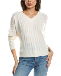 Forte Cashmere Forte Cashmere Diagonal Cable V-Neck Cashmere Sweater