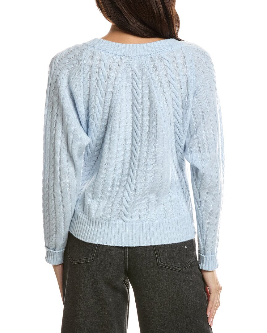 Forte Cashmere Forte Cashmere Diagonal Cable V-Neck Cashmere Sweater