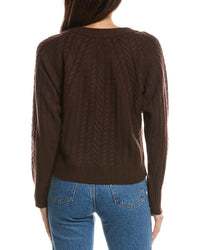 Forte Cashmere Forte Cashmere Diagonal Cable V-Neck Cashmere Sweater