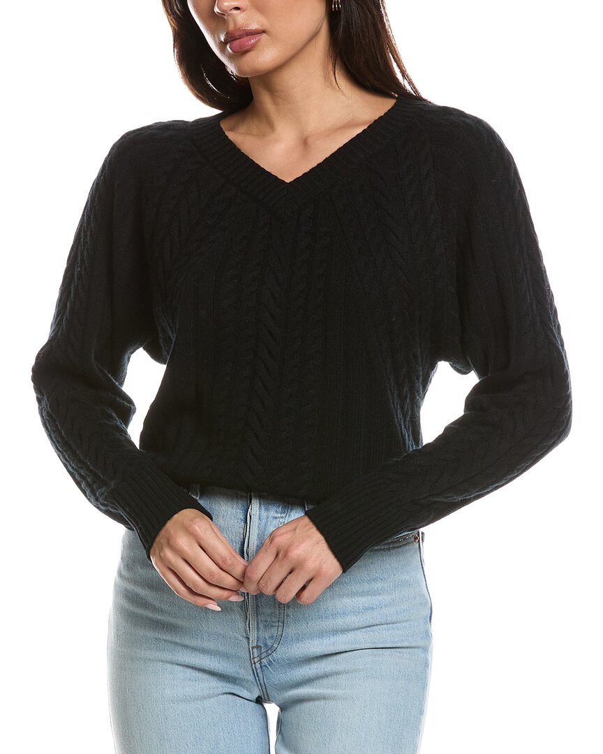 Forte Cashmere Forte Cashmere Diagonal Cable V-Neck Cashmere Sweater
