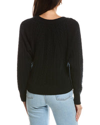 Forte Cashmere Forte Cashmere Diagonal Cable V-Neck Cashmere Sweater