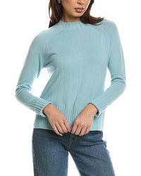 Forte Cashmere Forte Cashmere Hi Low Rib Trim Funnel Neck Cashmere Sweater