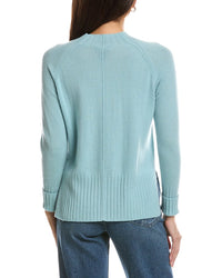 Forte Cashmere Forte Cashmere Hi Low Rib Trim Funnel Neck Cashmere Sweater