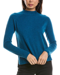 Forte Cashmere Forte Cashmere Hi Low Rib Trim Funnel Neck Cashmere Sweater