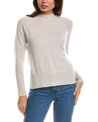 Forte Cashmere Forte Cashmere Hi Low Rib Trim Funnel Neck Cashmere Sweater