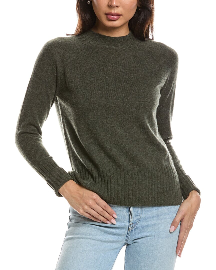 Forte Cashmere Forte Cashmere Hi Low Rib Trim Funnel Neck Cashmere Sweater