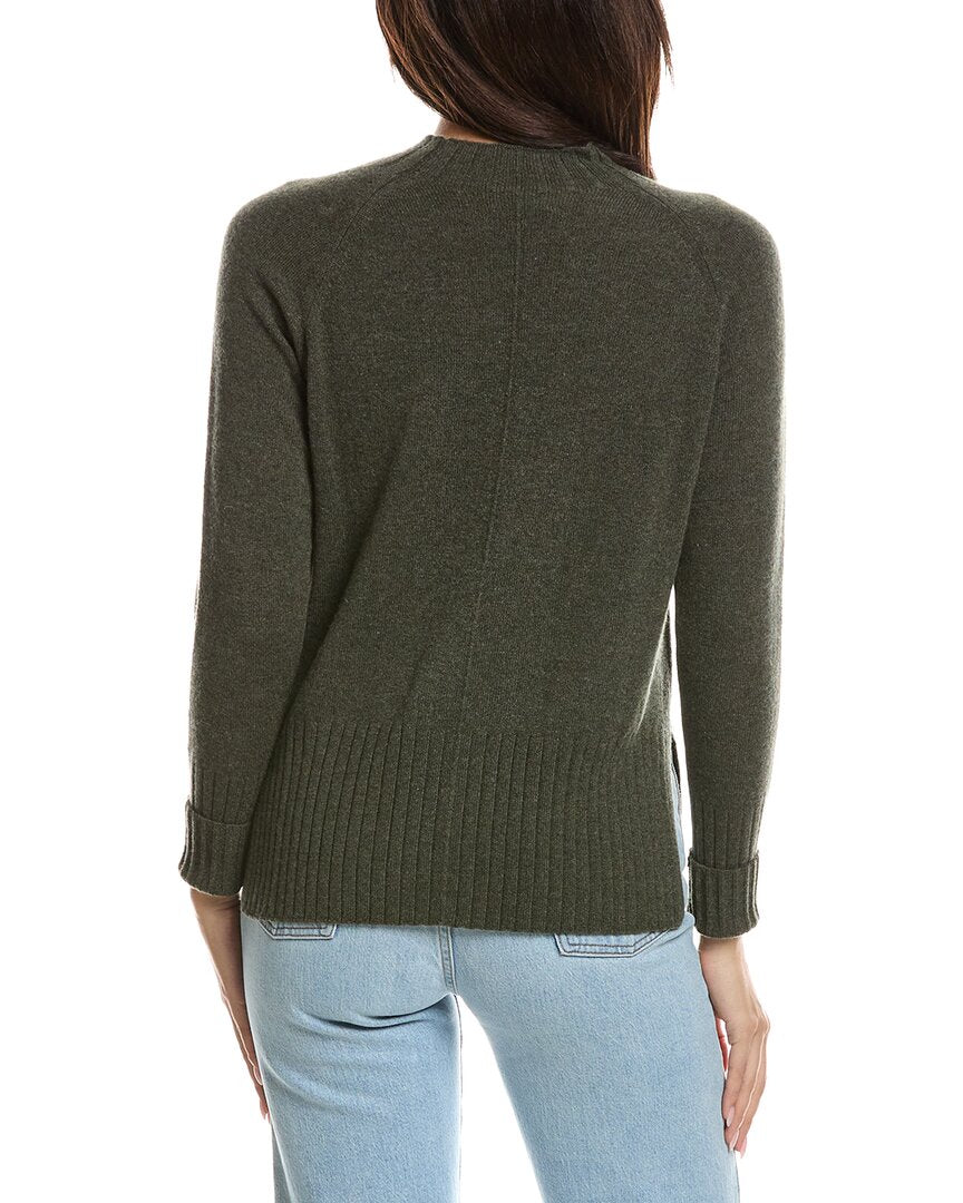 Forte Cashmere Forte Cashmere Hi Low Rib Trim Funnel Neck Cashmere Sweater