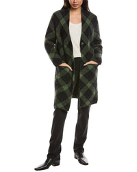 Forte Cashmere Forte Cashmere Bias Plaid Alpaca-Blend Cardigan