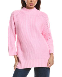 Forte Cashmere Forte Cashmere Luxe Cable Mock Neck Cashmere Sweater