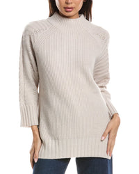 Forte Cashmere Forte Cashmere Luxe Cable Mock Neck Cashmere Sweater