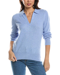 Forte Cashmere Forte Cashmere Split Neck Cashmere Polo Sweater