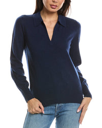 Forte Cashmere Forte Cashmere Split Neck Cashmere Polo Sweater