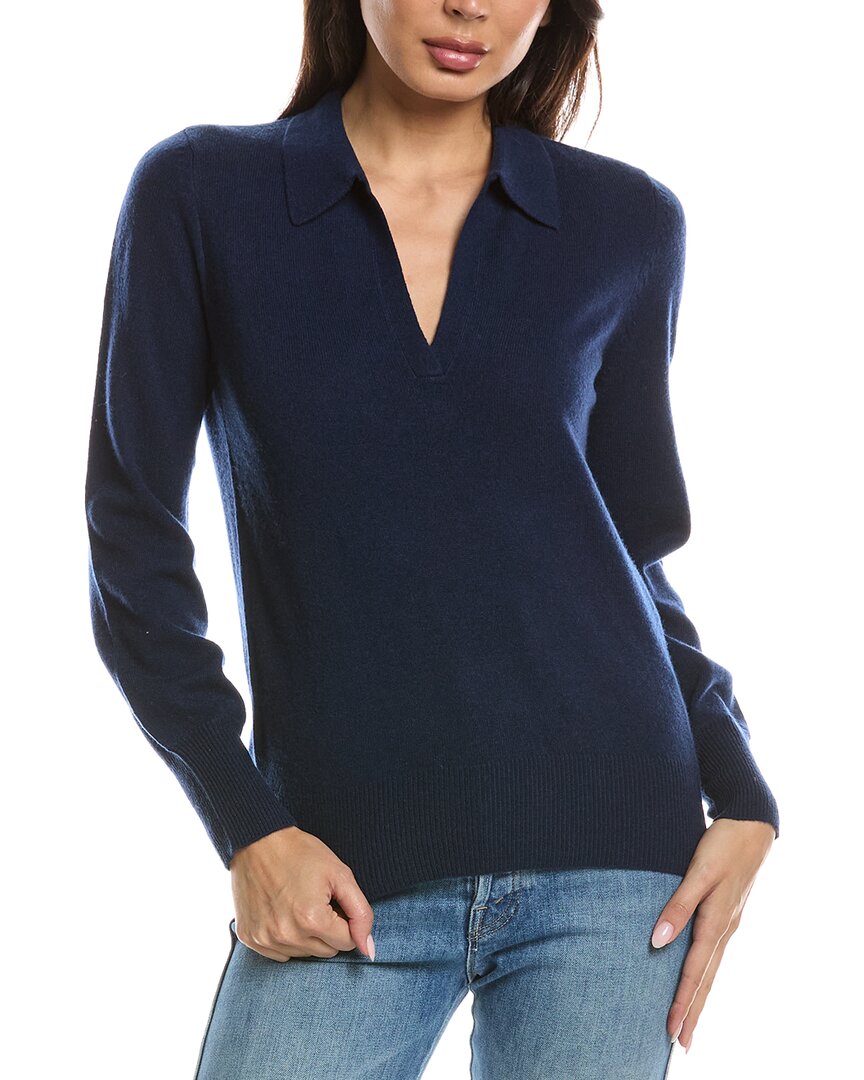 Forte Cashmere Forte Cashmere Split Neck Cashmere Polo Sweater