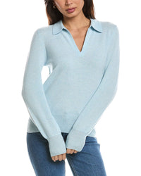 Forte Cashmere Forte Cashmere Split Neck Cashmere Polo Sweater