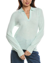 Forte Cashmere Forte Cashmere Split Neck Cashmere Polo Sweater