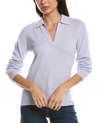 Forte Cashmere Forte Cashmere Split Neck Cashmere Polo Sweater