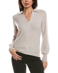 Forte Cashmere Forte Cashmere Split Neck Cashmere Polo Sweater
