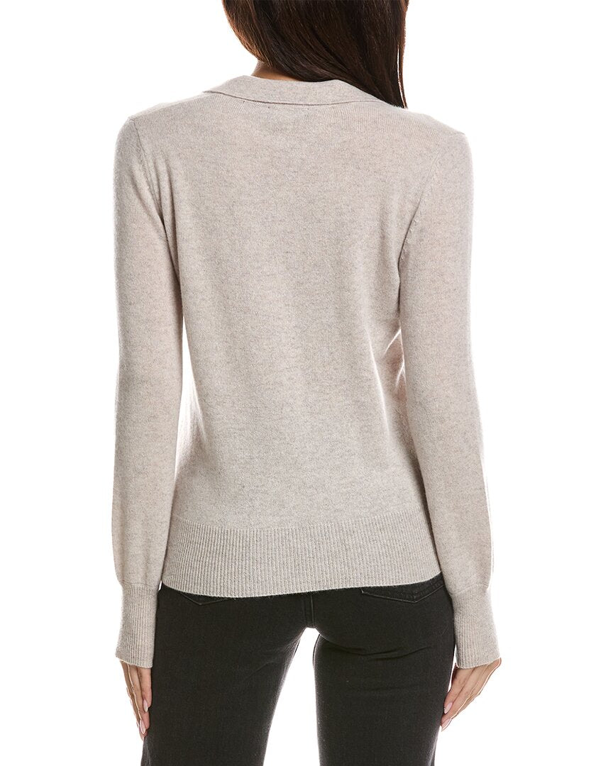 Forte Cashmere Forte Cashmere Split Neck Cashmere Polo Sweater