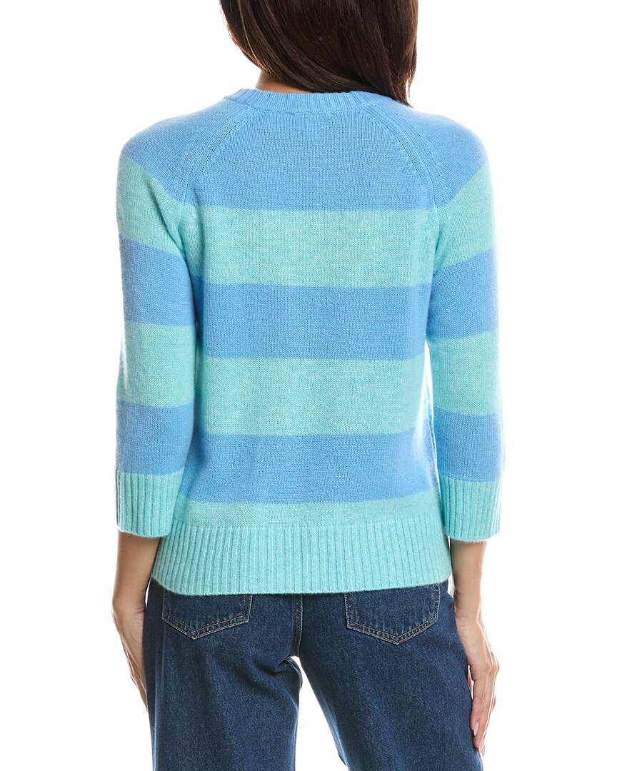 Forte Cashmere Forte Cashmere 3/4-Sleeve Wide Stripe Crewneck Cashmere Sweater