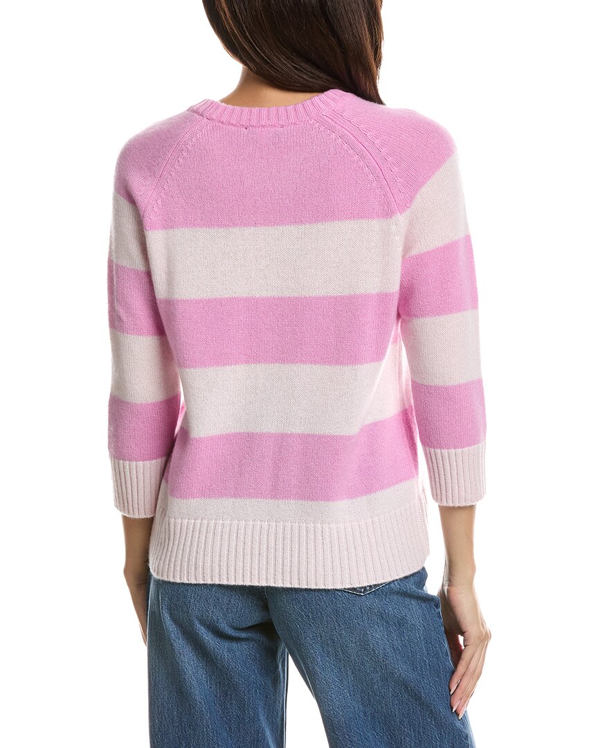 Forte Cashmere Forte Cashmere 3/4-Sleeve Wide Stripe Crewneck Cashmere Sweater